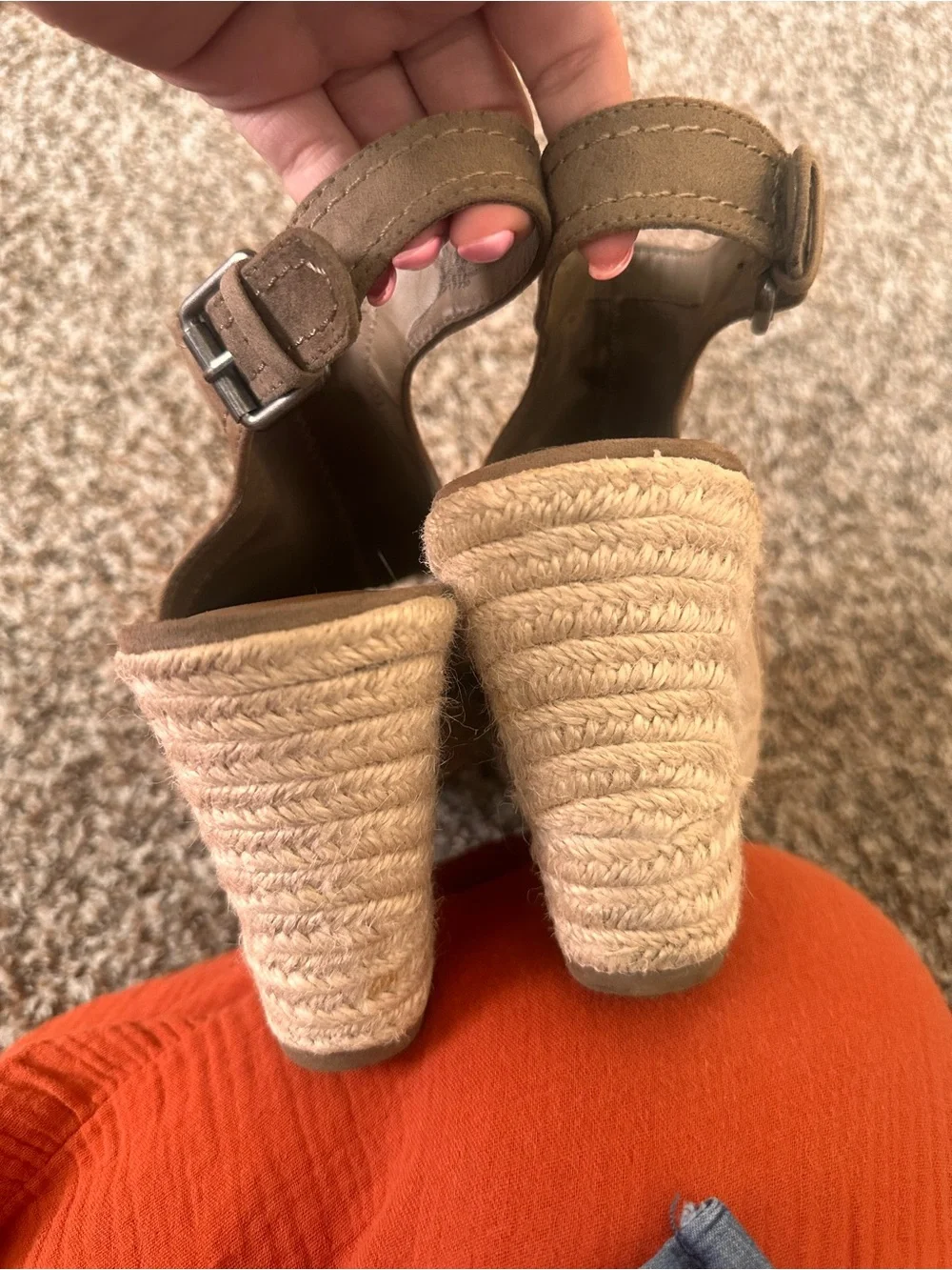 Universal Thread Taupe Suede Espadrille Wedge Slingback Sandals